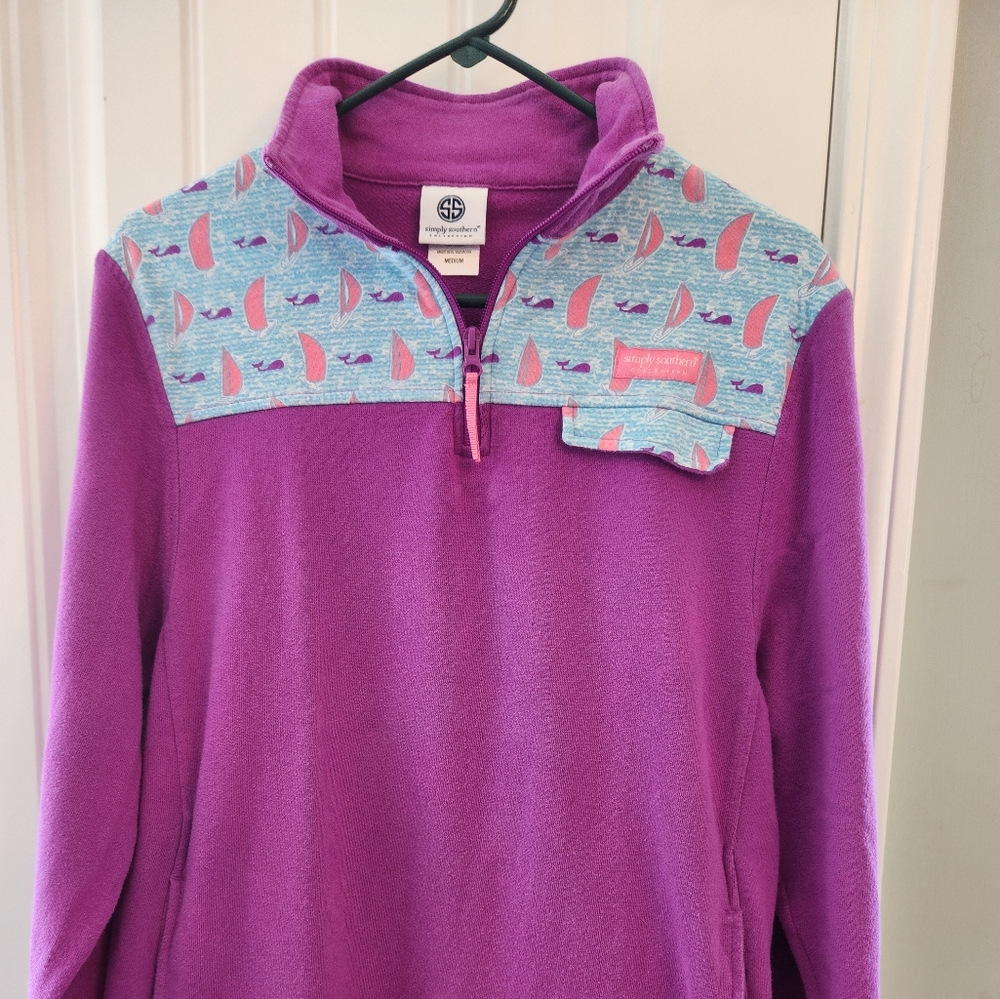 Simply Southern Pull Over Sweatshirt Zip Neck Opening